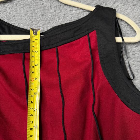 Vintage Studio 1 Petite Dress Women's 14P Red and Black Sleeveless Mini - Picture 4 of 7